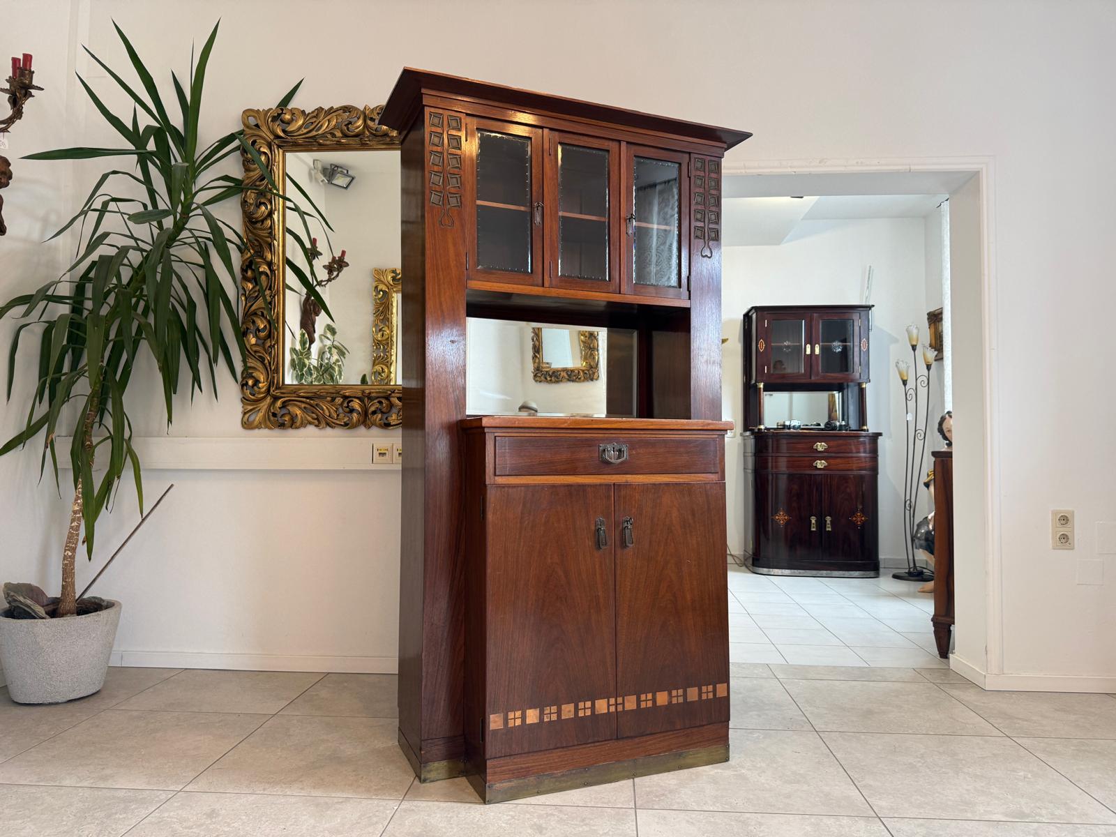 Jugendstil Aufsatzbuffet Bücherschrank Kredenz Original D2306