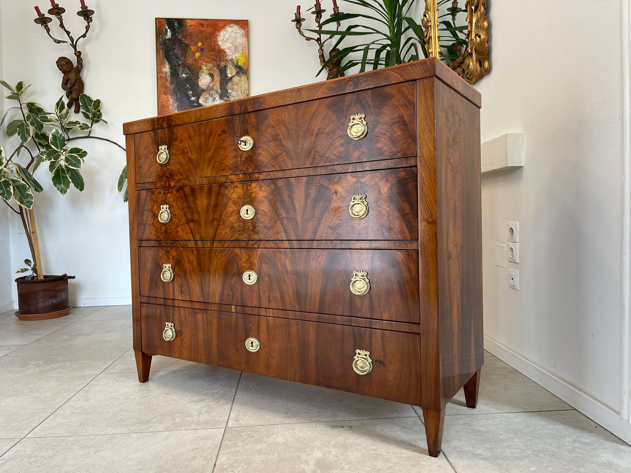 Restaurierte Biedermeier Kommode Sale Antiquität Nussholzfurnier G1681