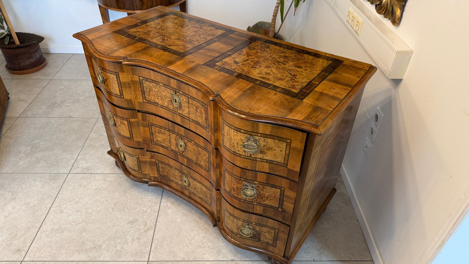 Authentische Barock Kommode Obstholz Marketerien Antiquität Nussholz  G2375