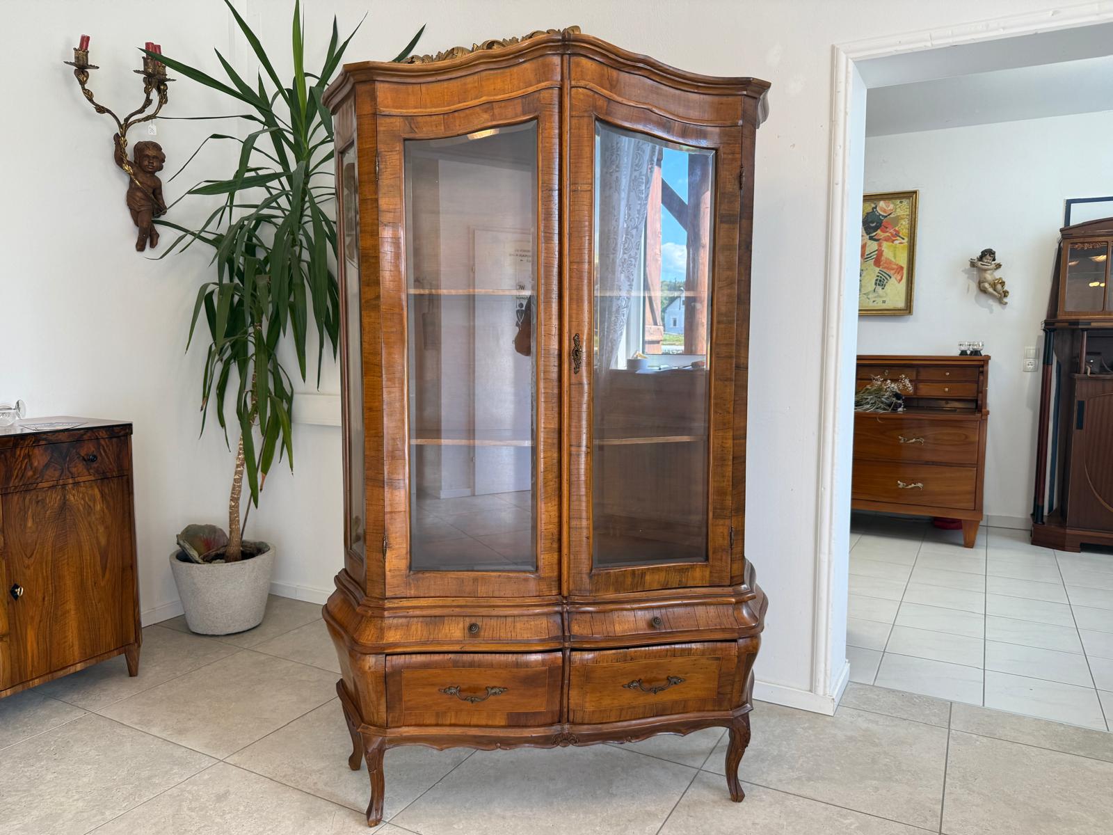 Bücherschrank Barock Barockstil Vitrine Glasschrank Wohnzimmerschrank G1956