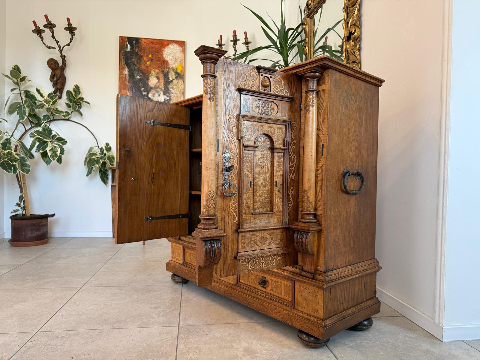 Spätrenaissance Anrichte Eichenholz Original Rarität Antiquität G2189