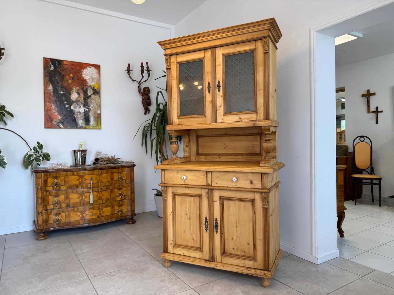 Originale Gründerzeit Küchenkredenz Bauernschrank Säulenkredenz D2794