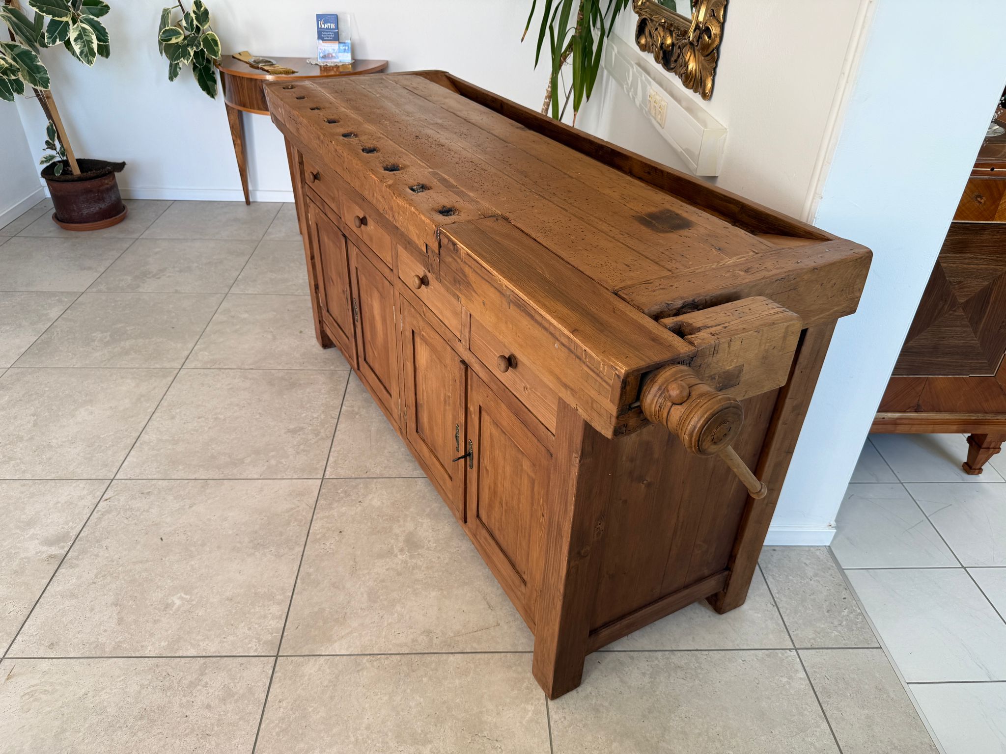 Urige Hobelbank Werkbank Pult Tresen Ladenschrank Traum G2194