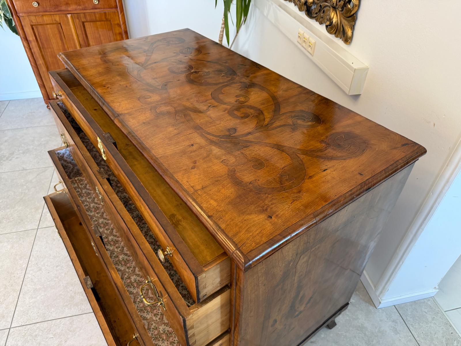 Biedermeier Kommode 3 Ladenkommode Nussholz Authentische Antiquität D1211