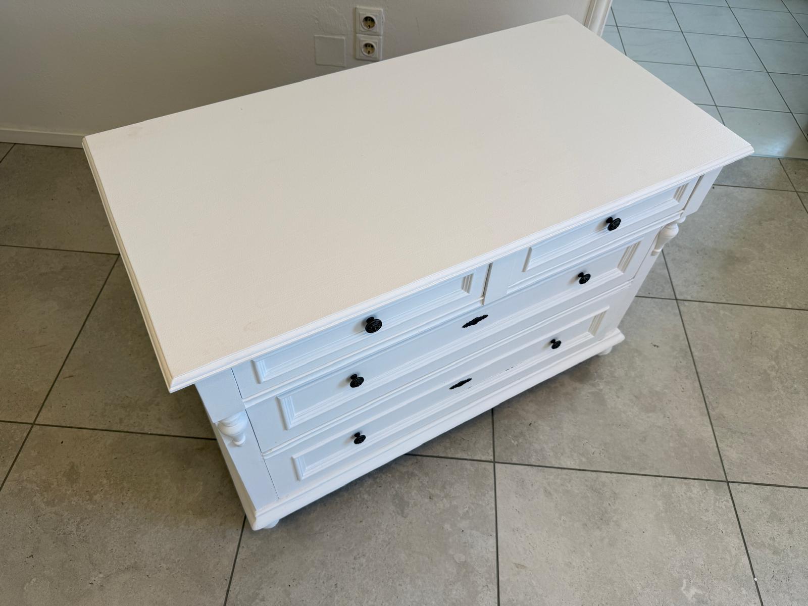 Bäuerliche Gründerzeit Anrichte Sideboard Kommode Naturholz  Weiss D2340