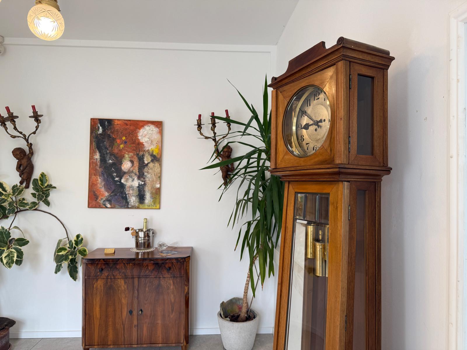 Originaler Jugendstil Regulator Standuhr 3 Gewichte Antik G1894