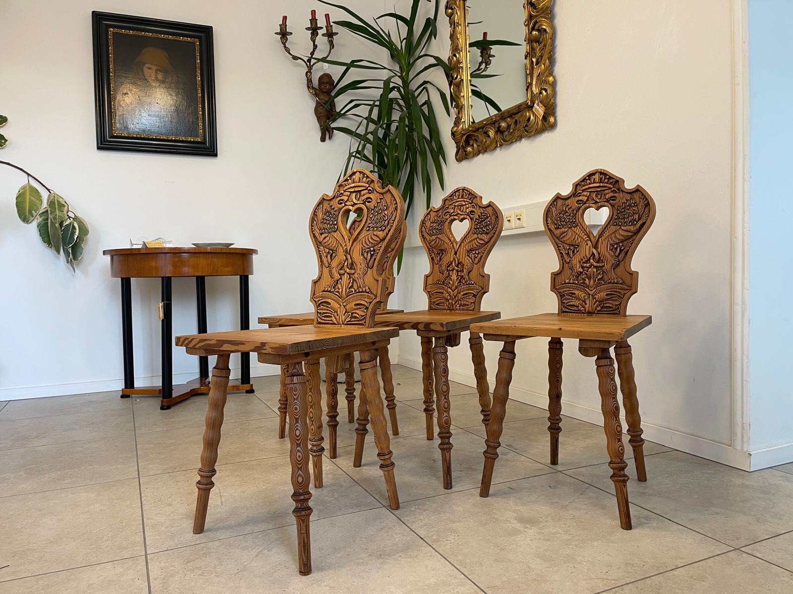 4 originale Bauernsessel Sessel Wappensesel Drachensessel G1243