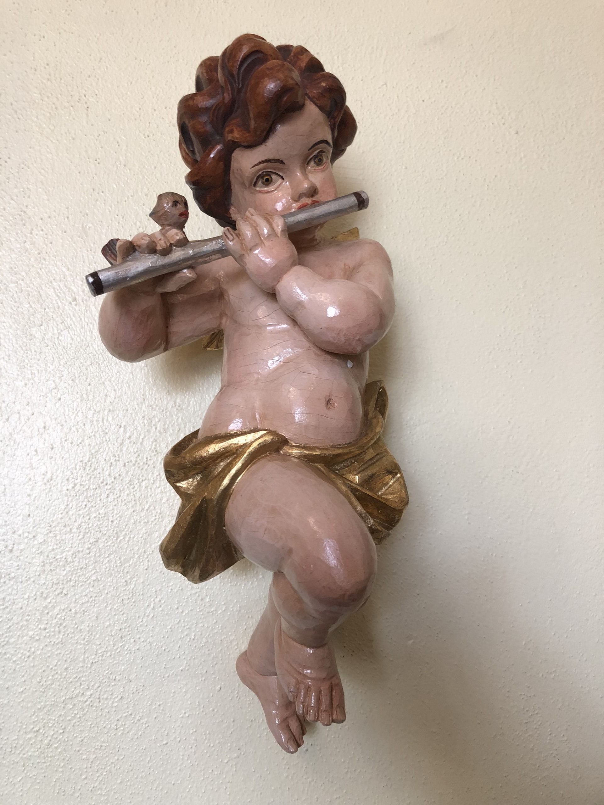 antike-bauernstube-barock_124 hölzerne Engelsfigur Engel Holzfigur Kirchliches Wesen Z1550