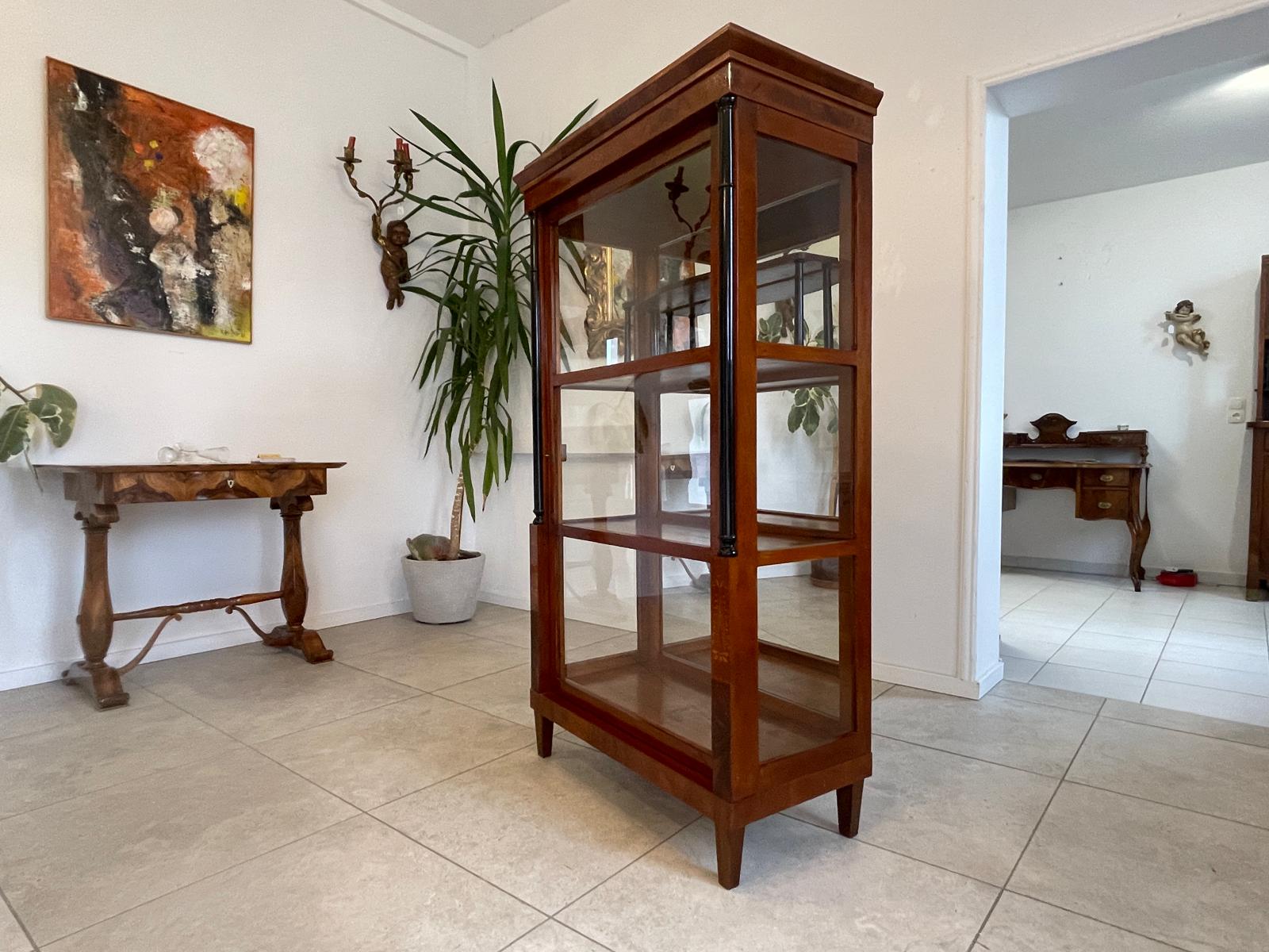 Originale Biedermeier Säulen Vitrine Glasschrank Antiquität Bücherschrank G1673