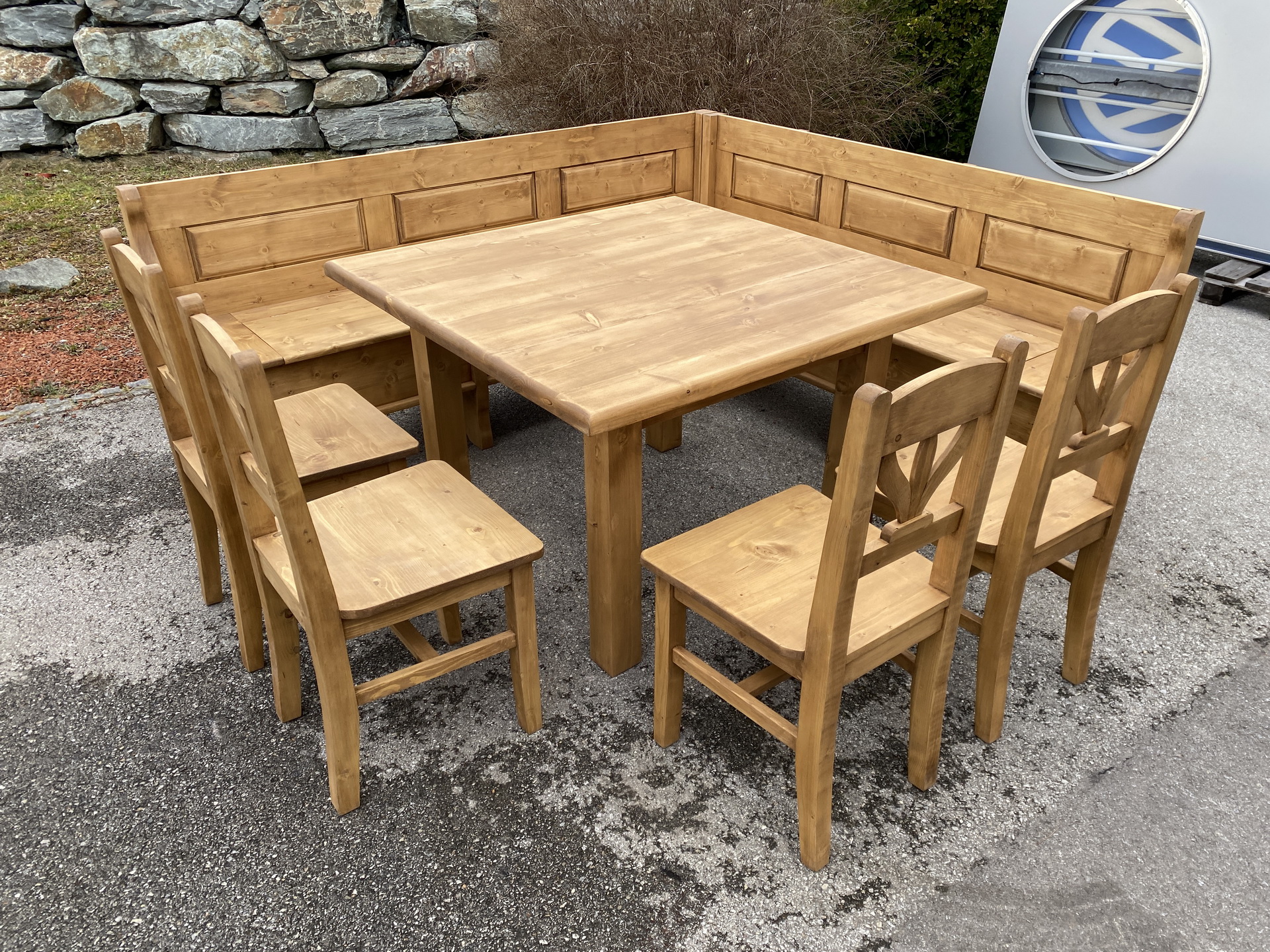 Bauernstube Eckbankgruppe Bauerntisch 4 Sessel MIBEST1