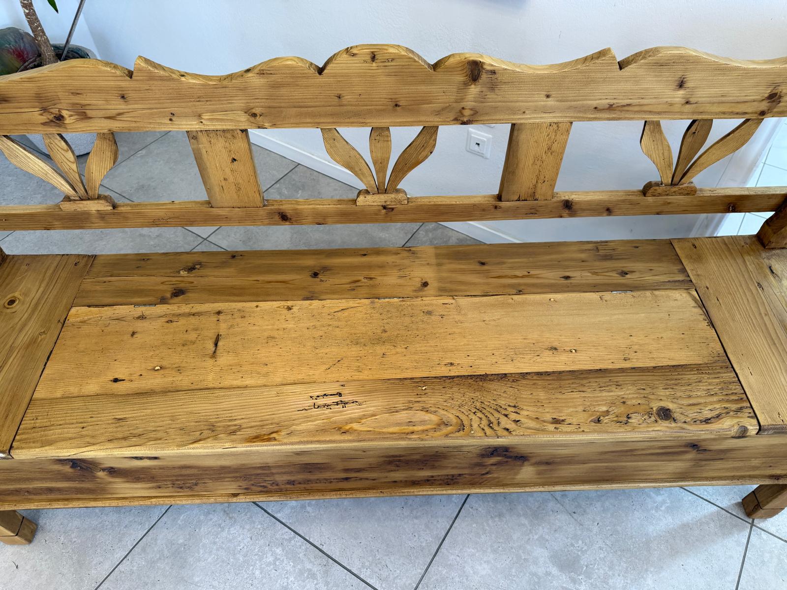 Provinzielle Biedermeier Truhenbank Landhausbank Antik D2416