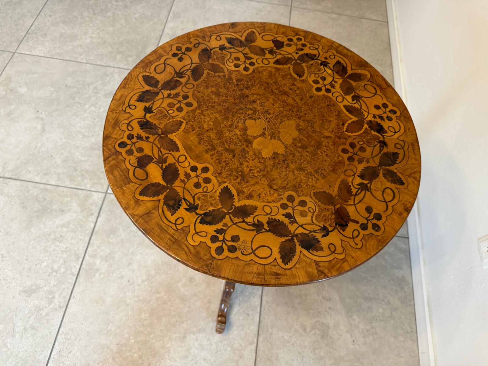 Originales Biedermeier Tischerl Beistelltischerl Intarsien Blumentisch G2218