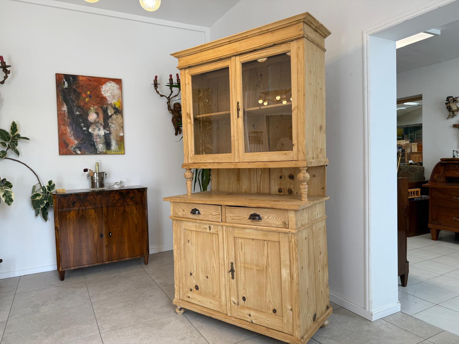 Restaurierte Gründerzeit Küchenschrank Vitrinenschrank Bauernschrank Bauernmöbel G1988