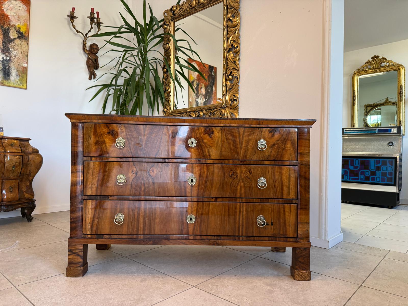 Restaurierte Biedermeier Kommode 3 Ladenkommode Nussholz Antiquität D1173