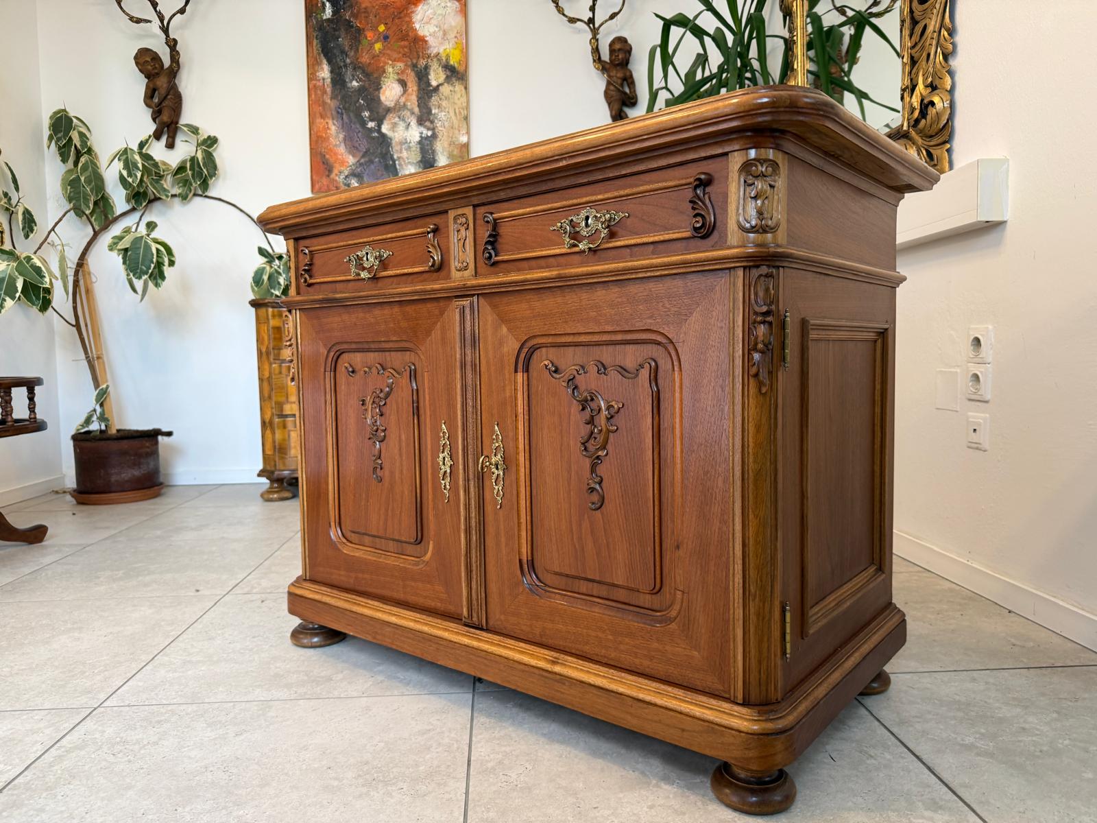 Pfeiferlbarock Anrichte Sideboard Eichenholz Granitplatte Antiquität D2746