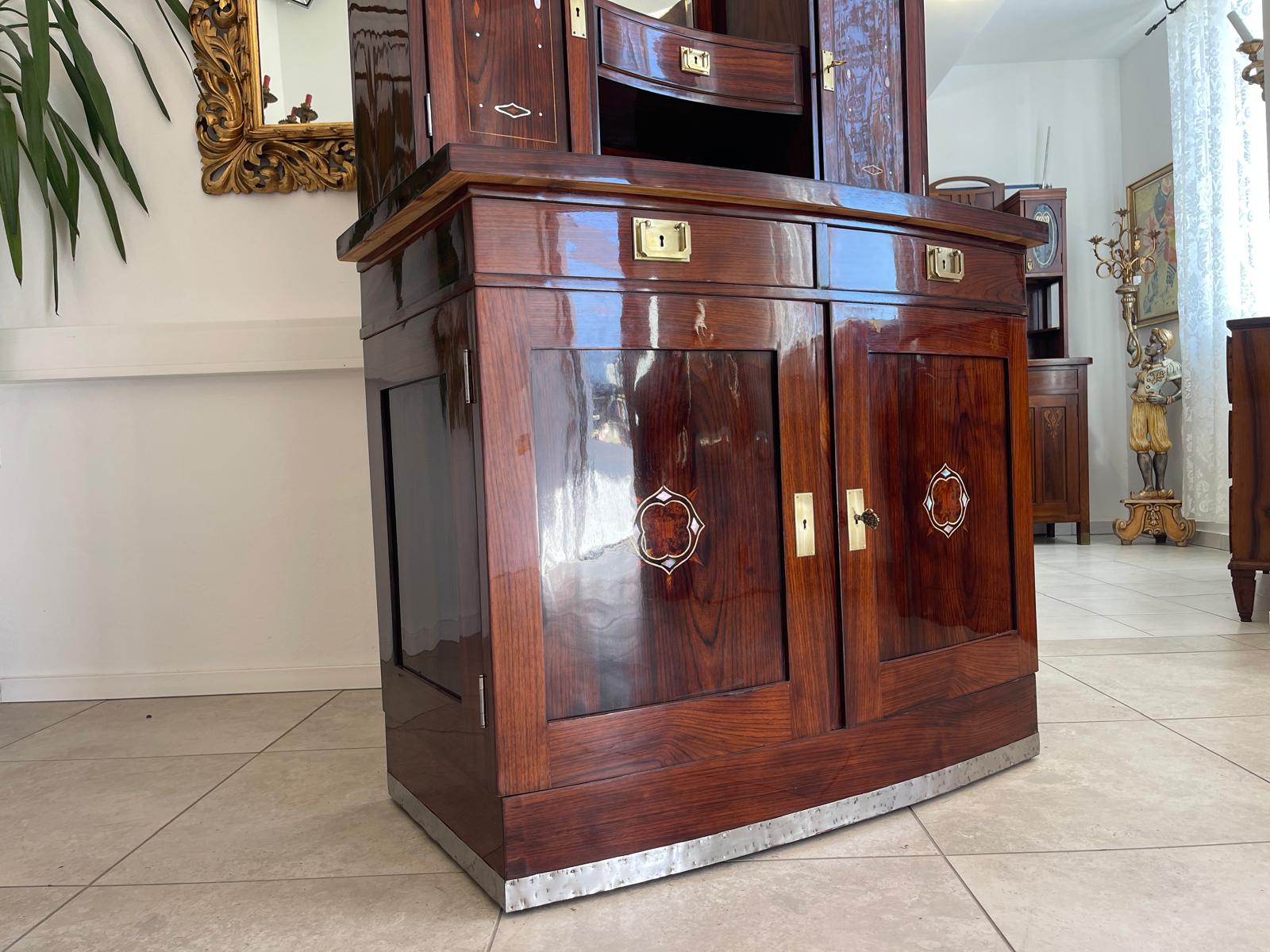 Sale Restauriertes Jugendstil Designerbuffet Aufsatzbuffet Schellack Antiquität G1377-1