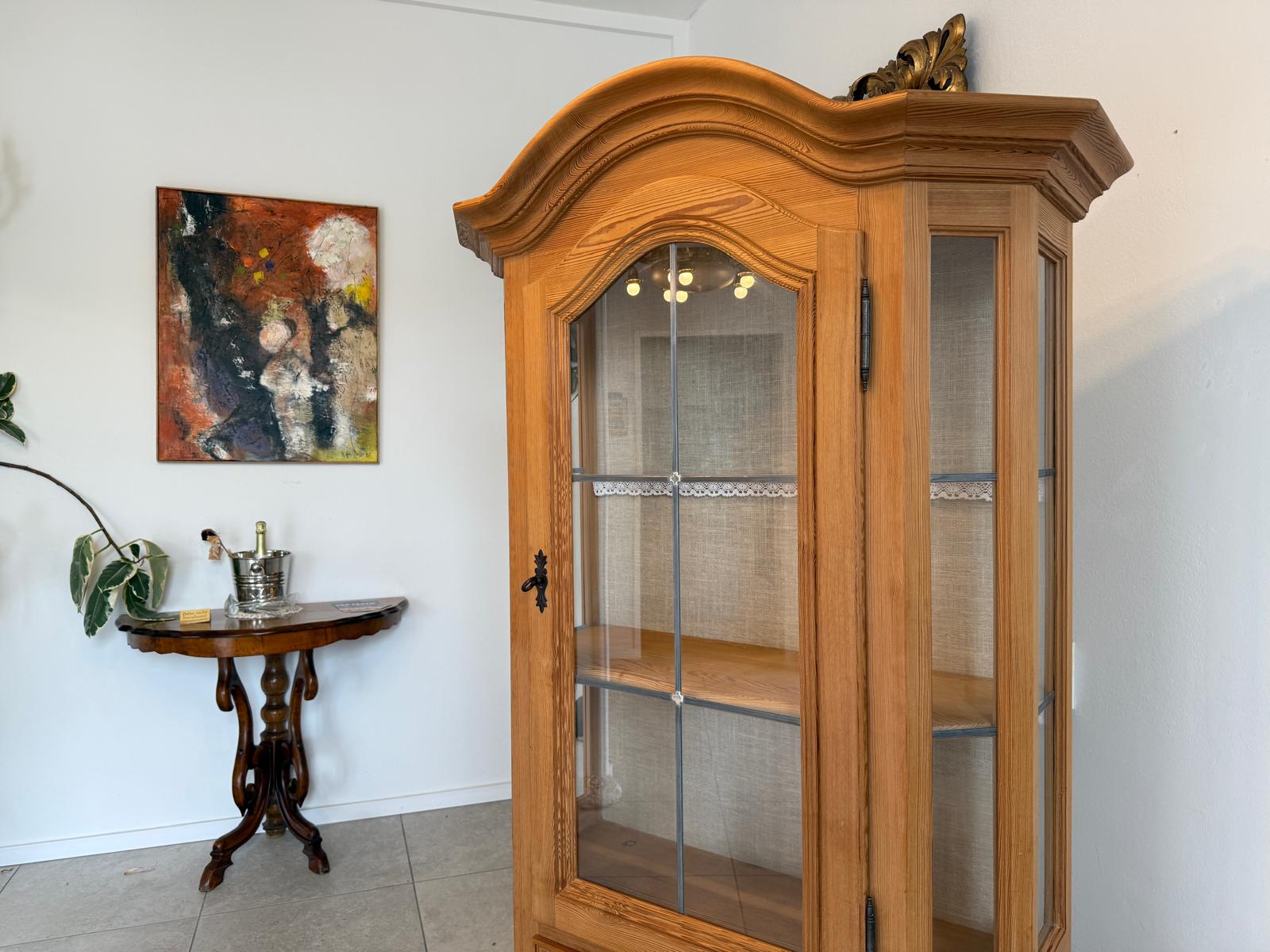 Bäuerlicher Vitrinenschrank Glasschrank Bauernschrank Vitrine um 1980 - G1718