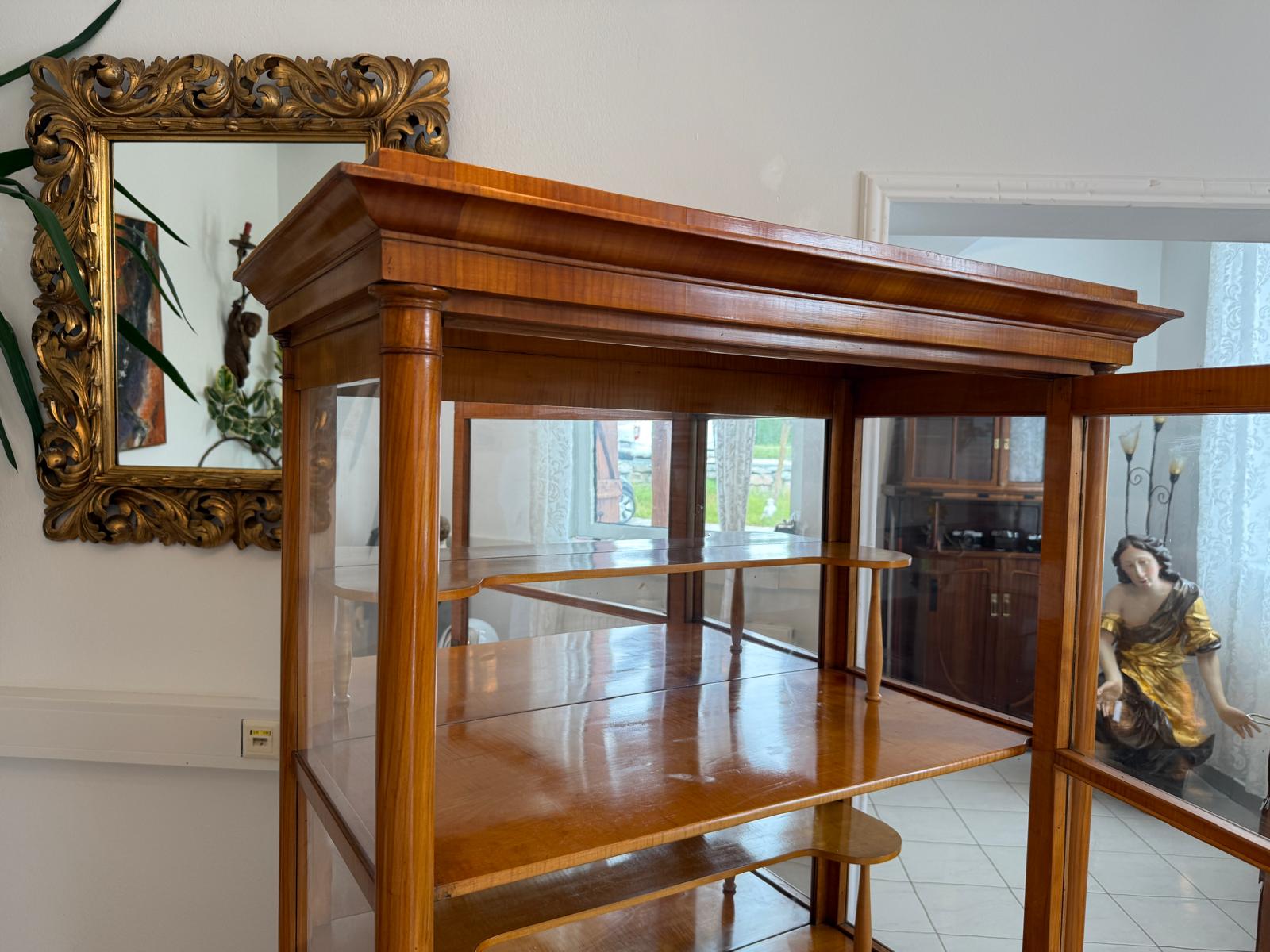 Originale Biedermeier Vitrine Bücherschrank Glasschrank Kirschholz G1885