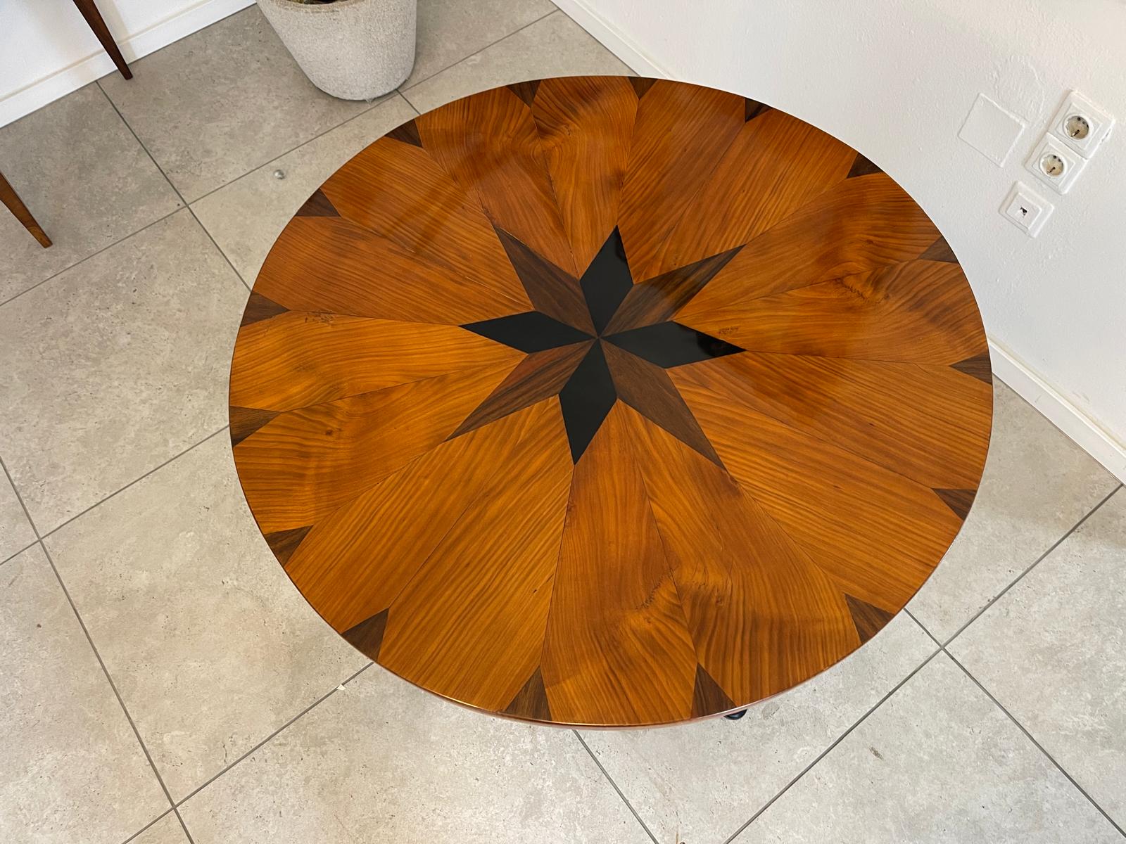 Rstaurierter Biedermeier Tisch Stern Intarsien Designertisch Antiquität G1189