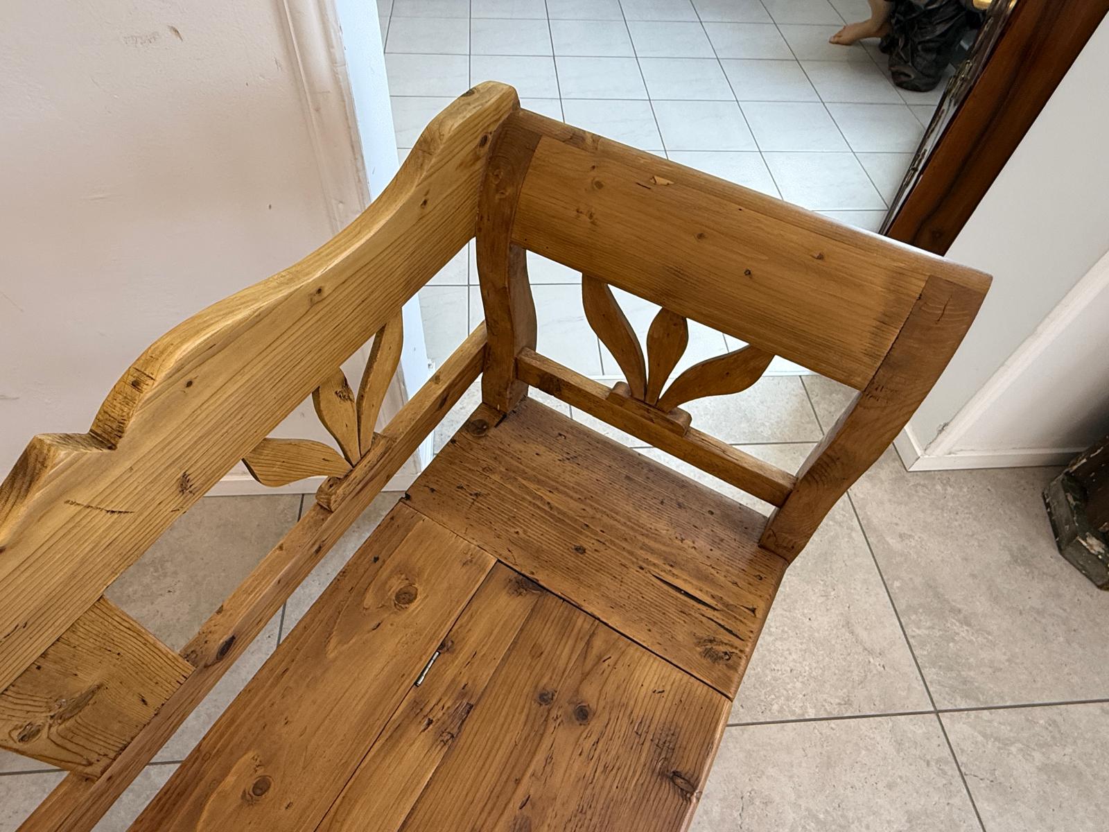 Provinzielle Biedermeier Truhenbank Landhausbank Antik D2417