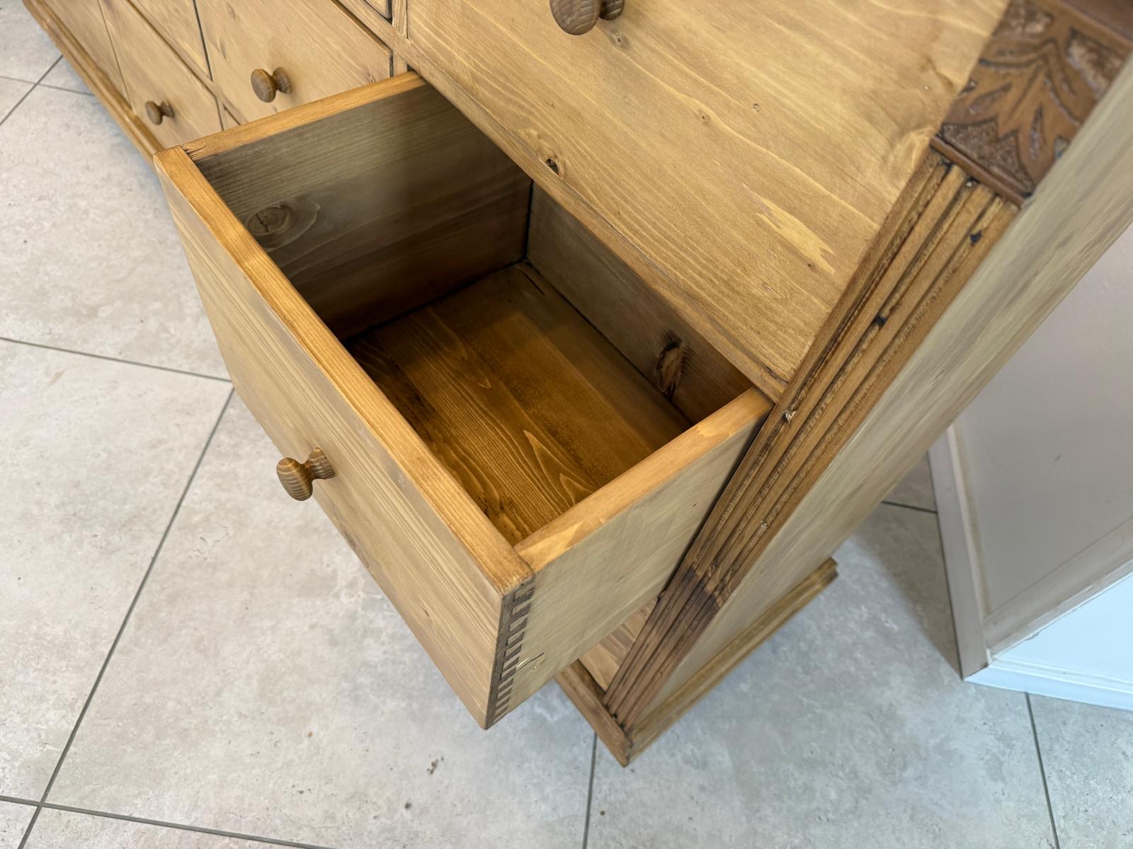 SALE Bäuerliche 12 Laden Kommode Anrichte Sideboard Weichholz D2312