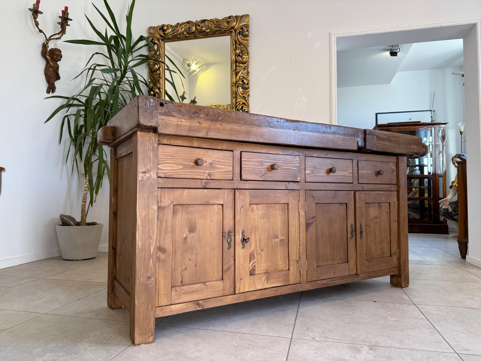 Urige Hobelbank Werkbank Pult Tresen Ladenschrank G2190