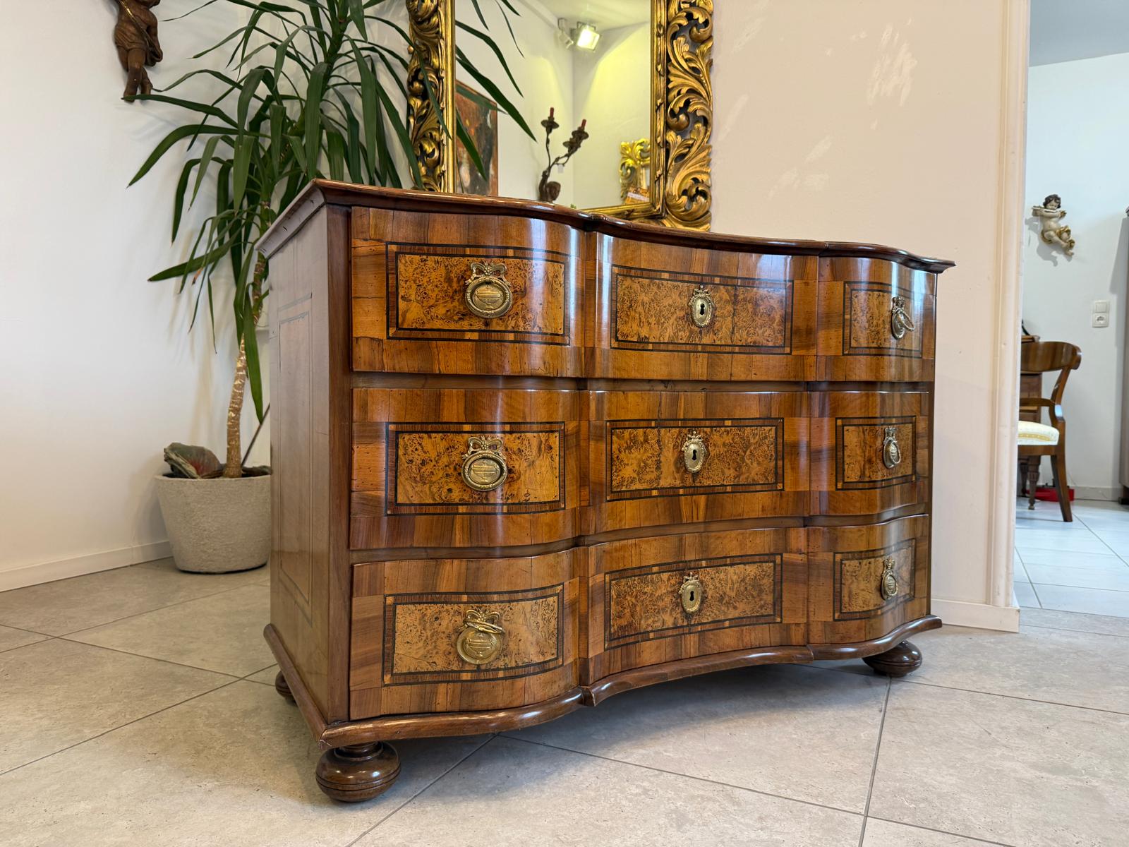 Authentische Barock Kommode Obstholz Marketerien Antiquität Nussholz  G2375