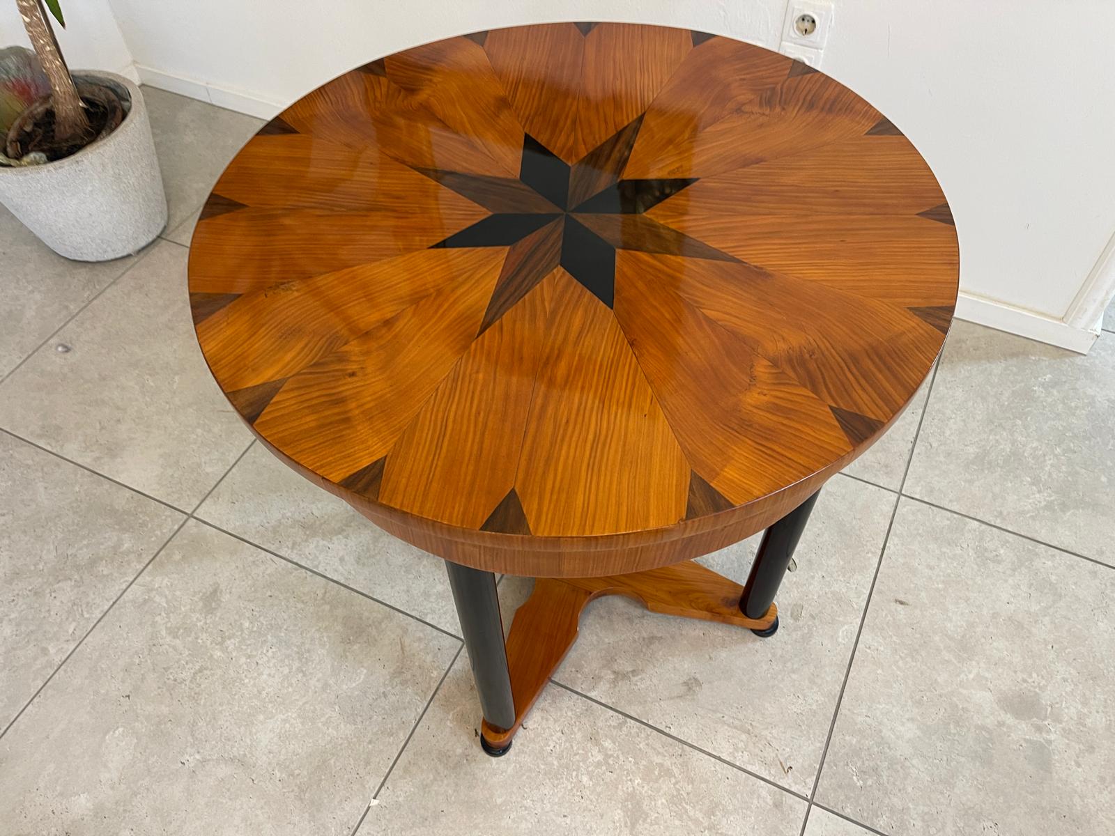 Rstaurierter Biedermeier Tisch Stern Intarsien Designertisch Antiquität G1189