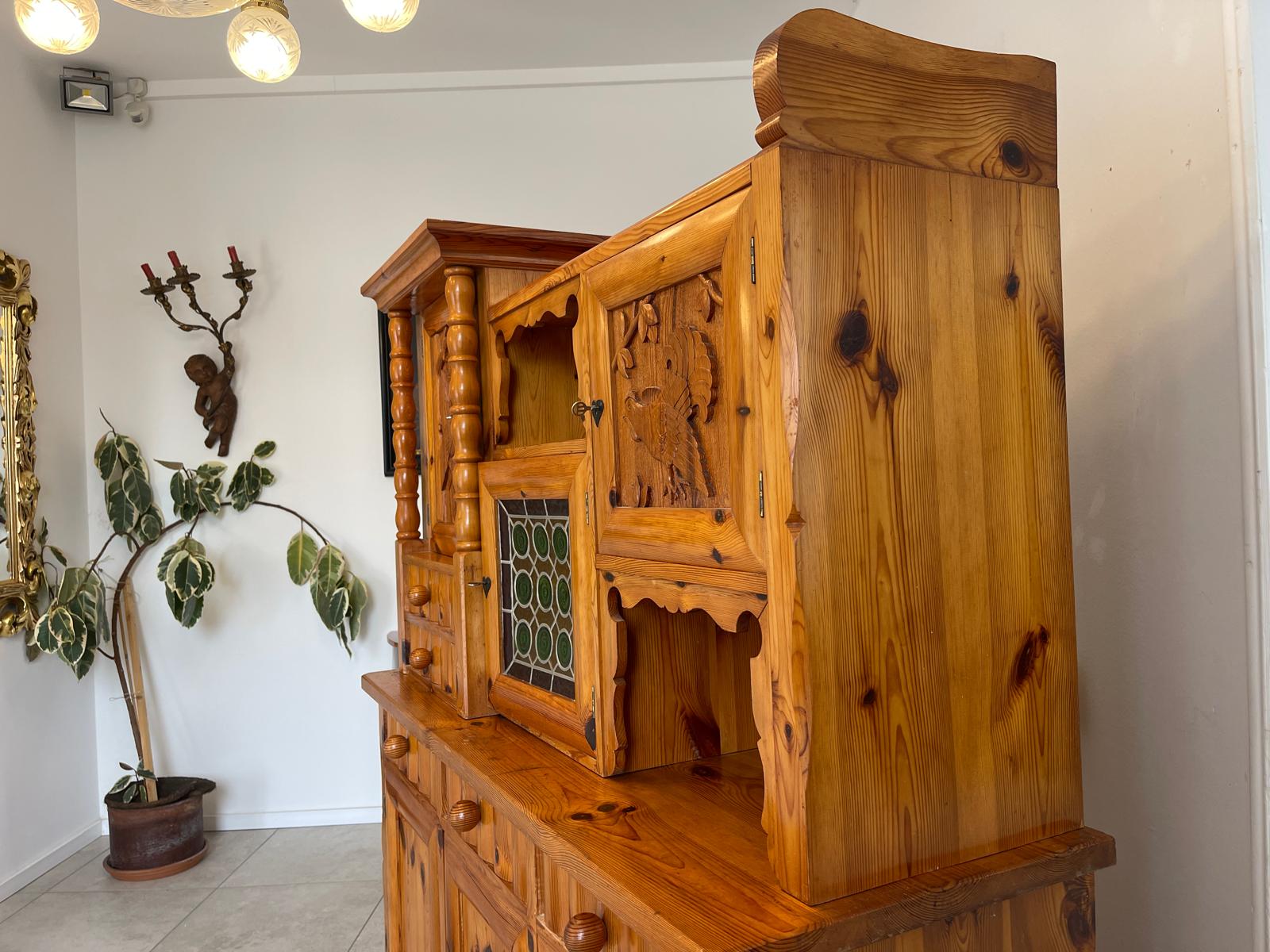 Zirbenholz Kredenz Butzenglas Küchenschrank G1173