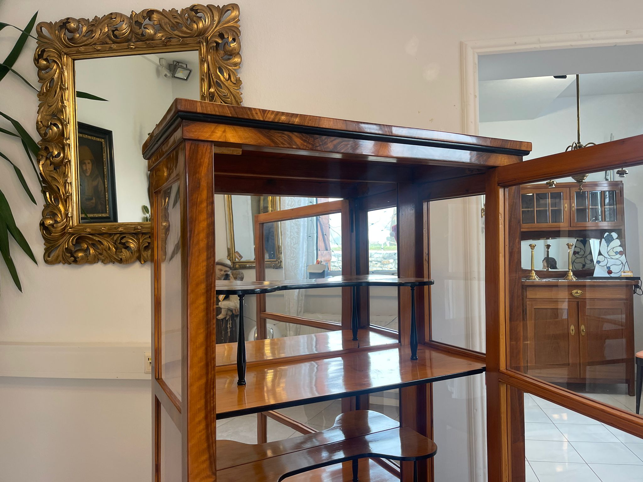 Antiquität Biedermeier Vitrine Bücherschrank A5153