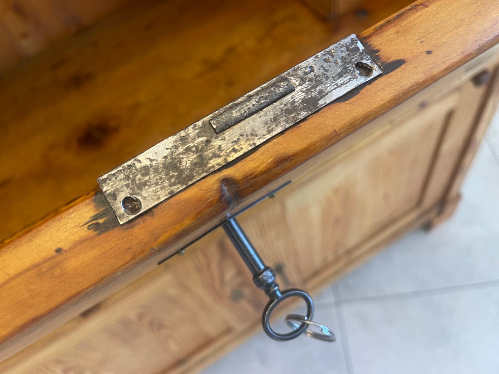 Bäuerlicher Barock Standsekretär Schreibtisch Glasschrank Sekretär Naturholz G1280