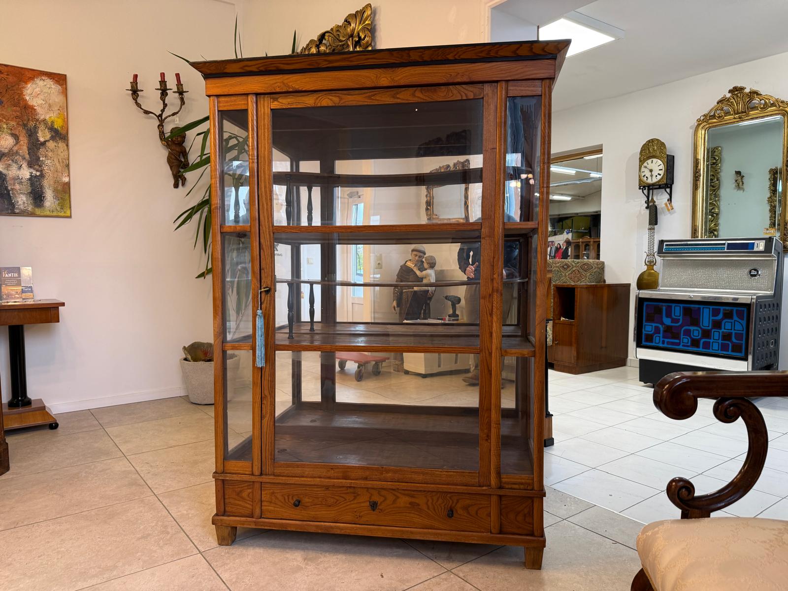 Restaurierte Spätbiedermeier Vitrine Bücherschrank Glasschrank Antiquität D2278