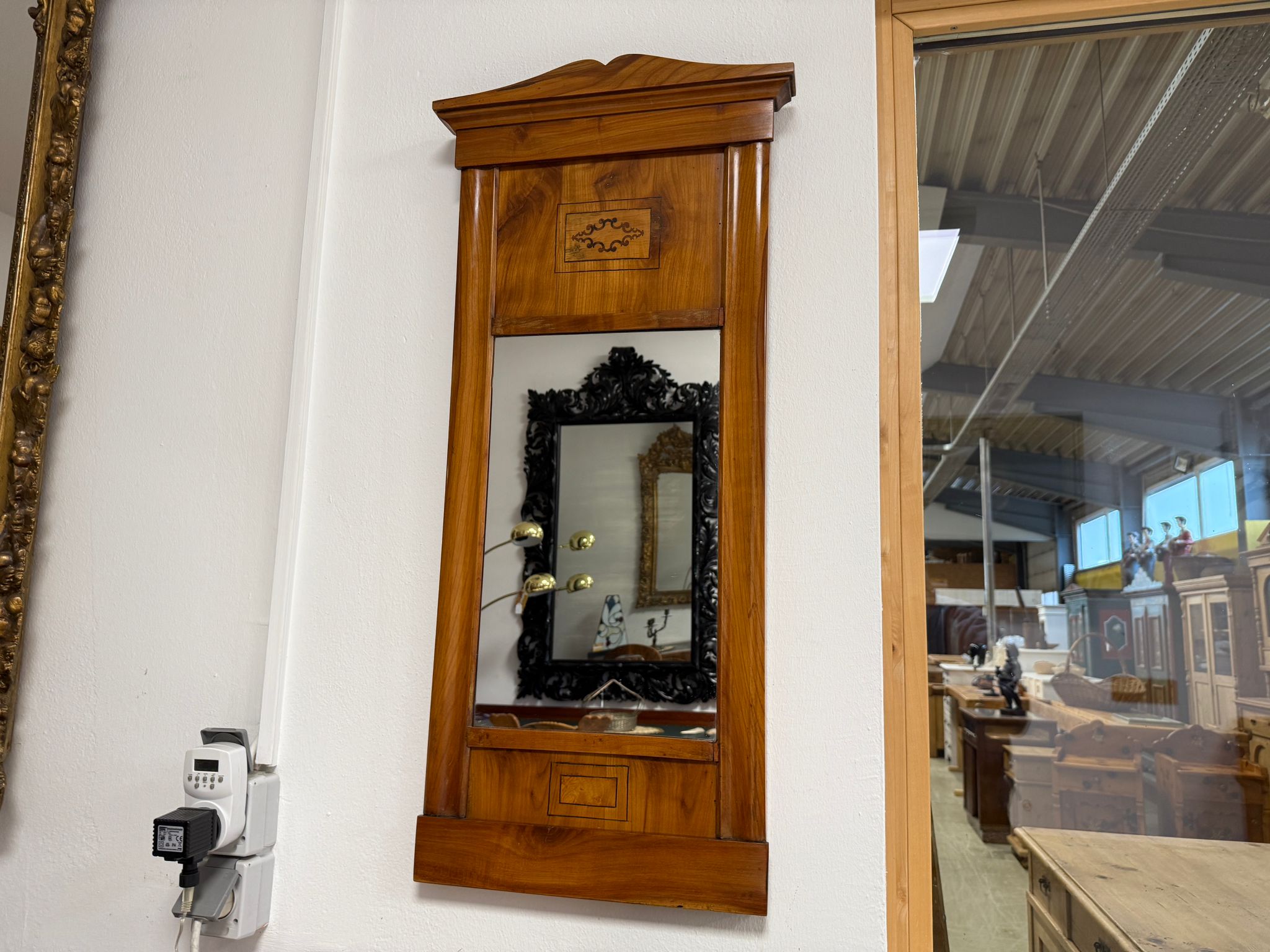 Intarsierter Kirschholz Spiegel Biedermeier Spiegel G2229