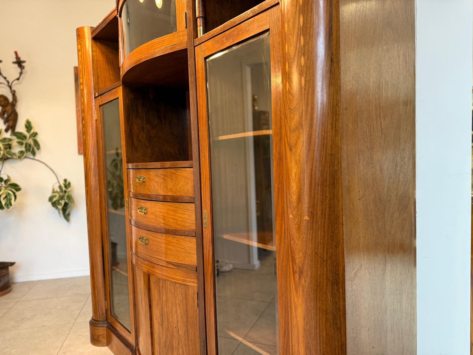 Jugendstil Bücherschrank Kasten Antik Vitrinenschrank D2277