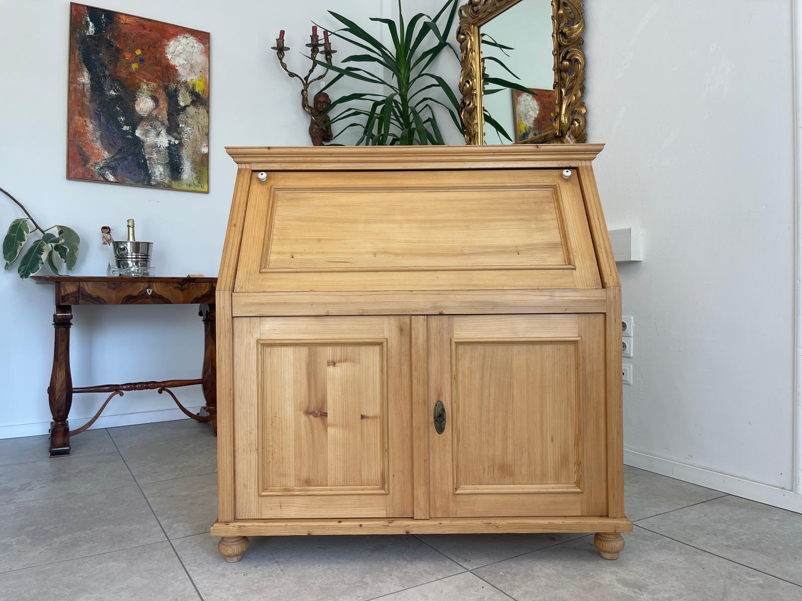 Bäuerlicher Gründerzeit Schreibtisch Sekretär Naturholz G1702
