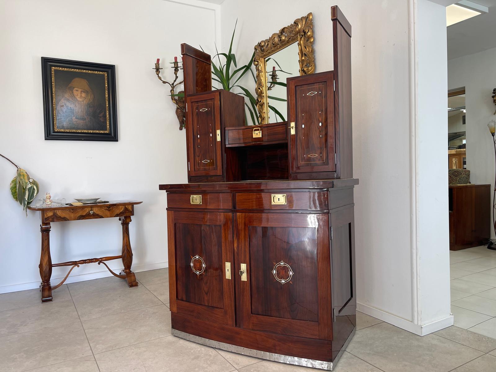Sale Restauriertes Jugendstil Designerbuffet Aufsatzbuffet Schellack Antiquität G1377-1
