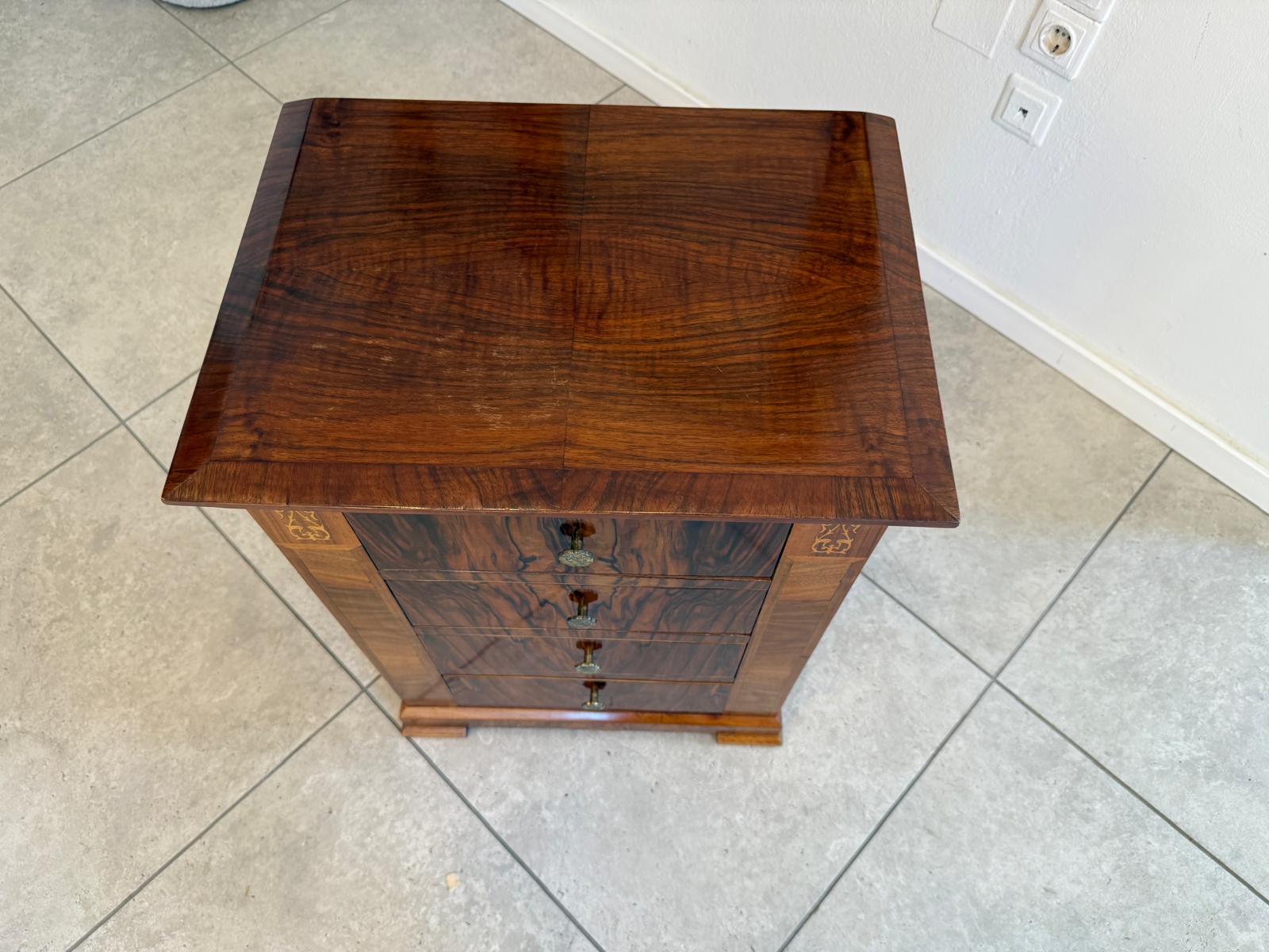 Kommode Biedermeier Stil 4 Laden Stilmöbel Wurzelholzmaserung E1575 Kopie