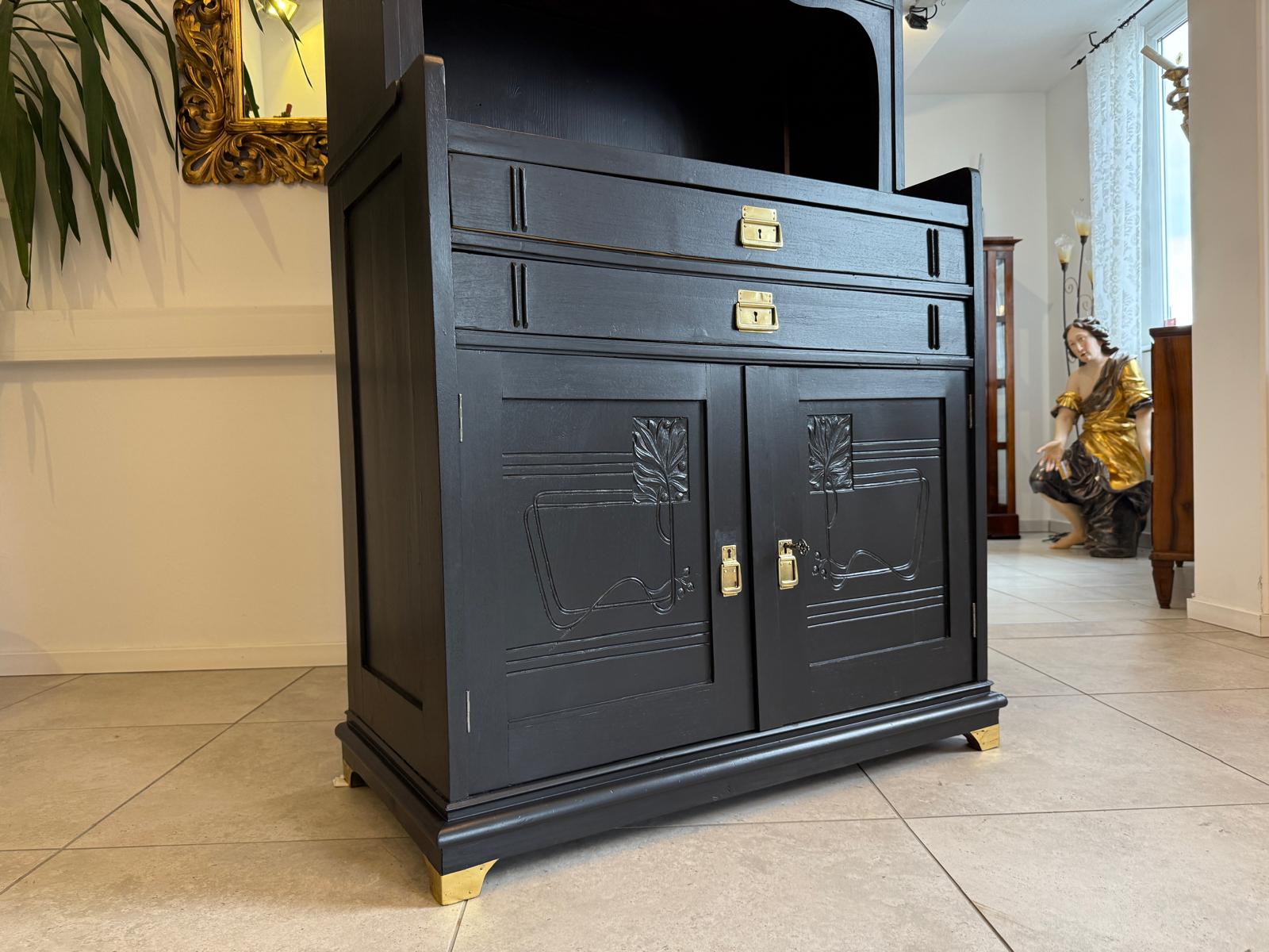 Restauriertes Jugendstil Aufsatzbuffet Bücherschrank G2095