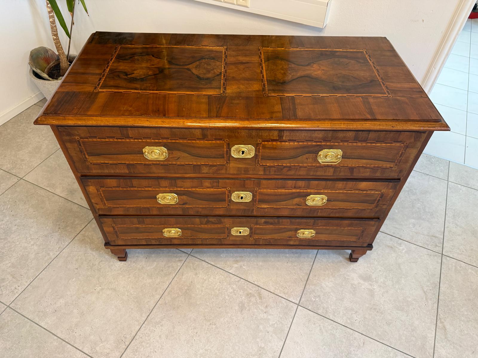 Barock Kommode Obstholz Marketerien Antiquität Nussholz  G2369
