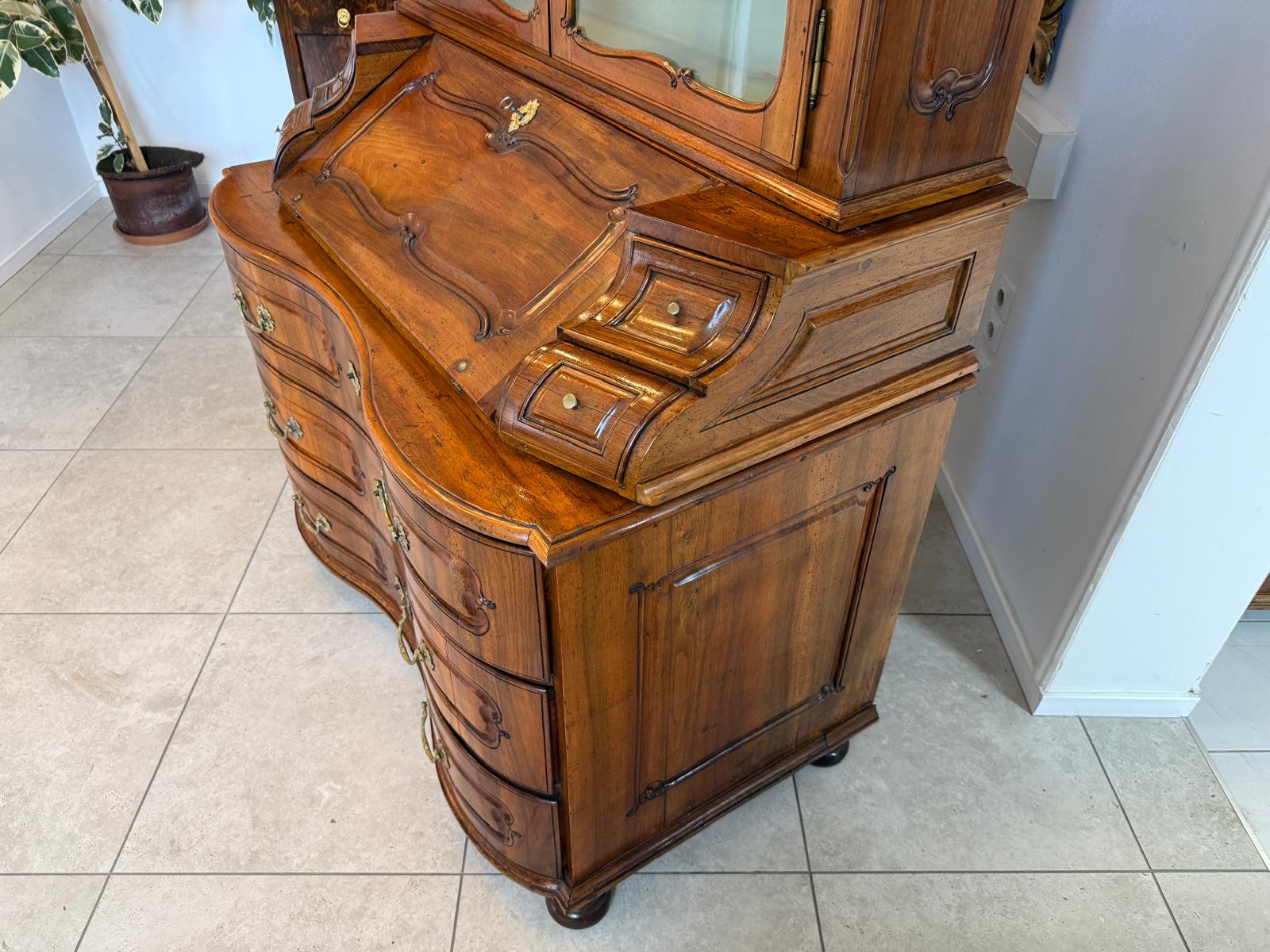 SALE Originale Aufsatzvitrine Aufsatzkommode Vitrine Antiquität Nussholz  D1146