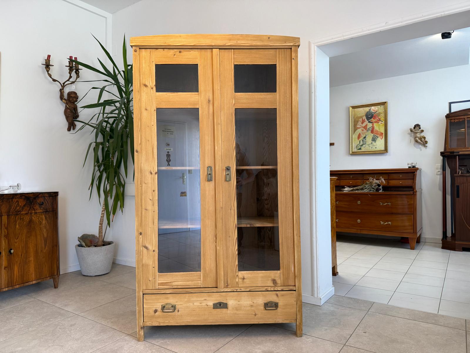 Restaurierte Jugendstil Bauernvitrine Bauernschrank Bücherschrank Antik G1949