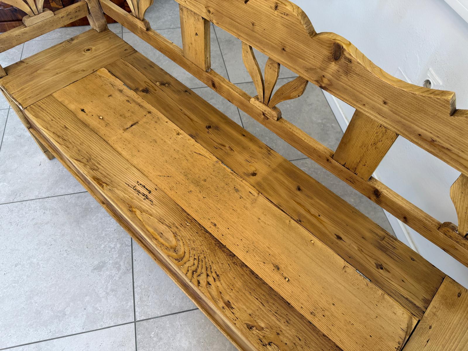 Provinzielle Biedermeier Truhenbank Landhausbank Antik D2416