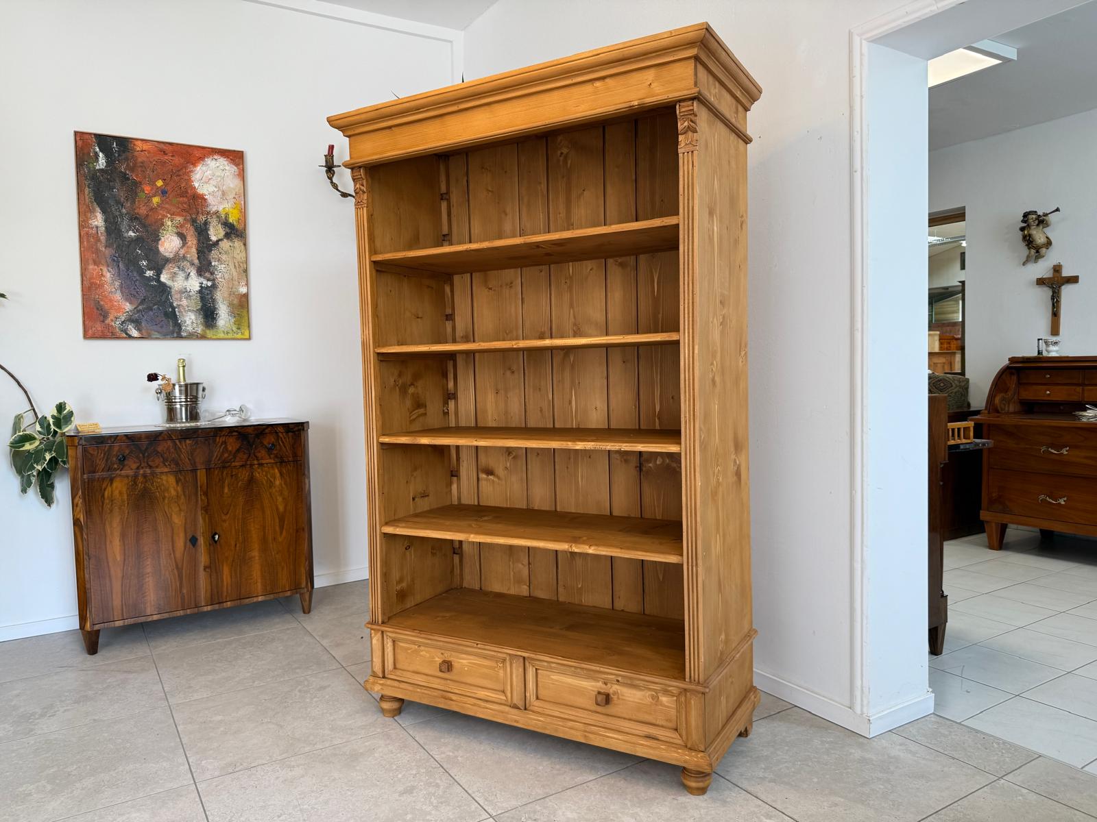 Bücherregal Stellage Antikes Gründerzeit Bücherschrank Naturholz G1984