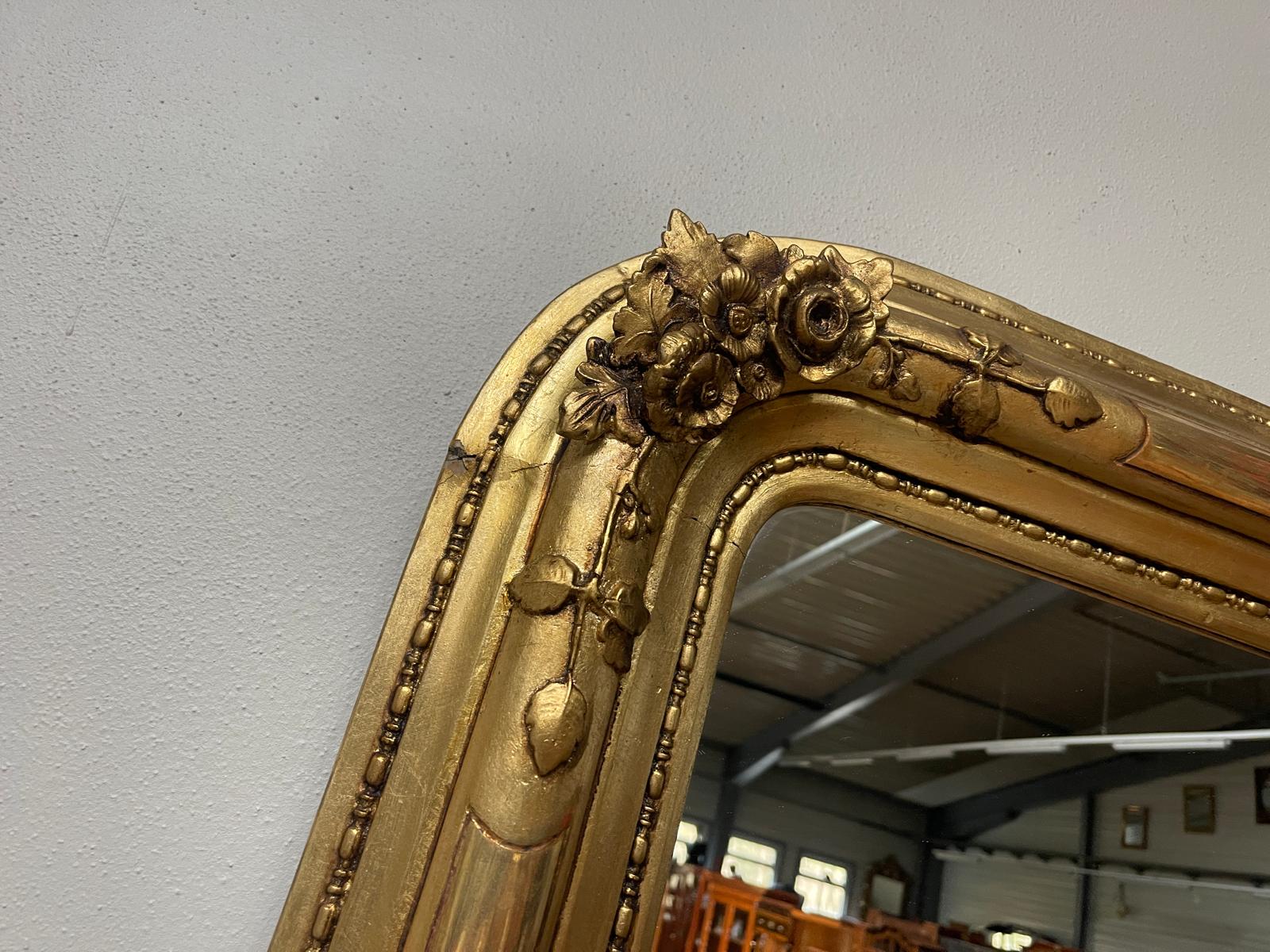 Originaler vergoldeter Biedermeier Spiegel Holzspiegel Rosenspiegel G1337