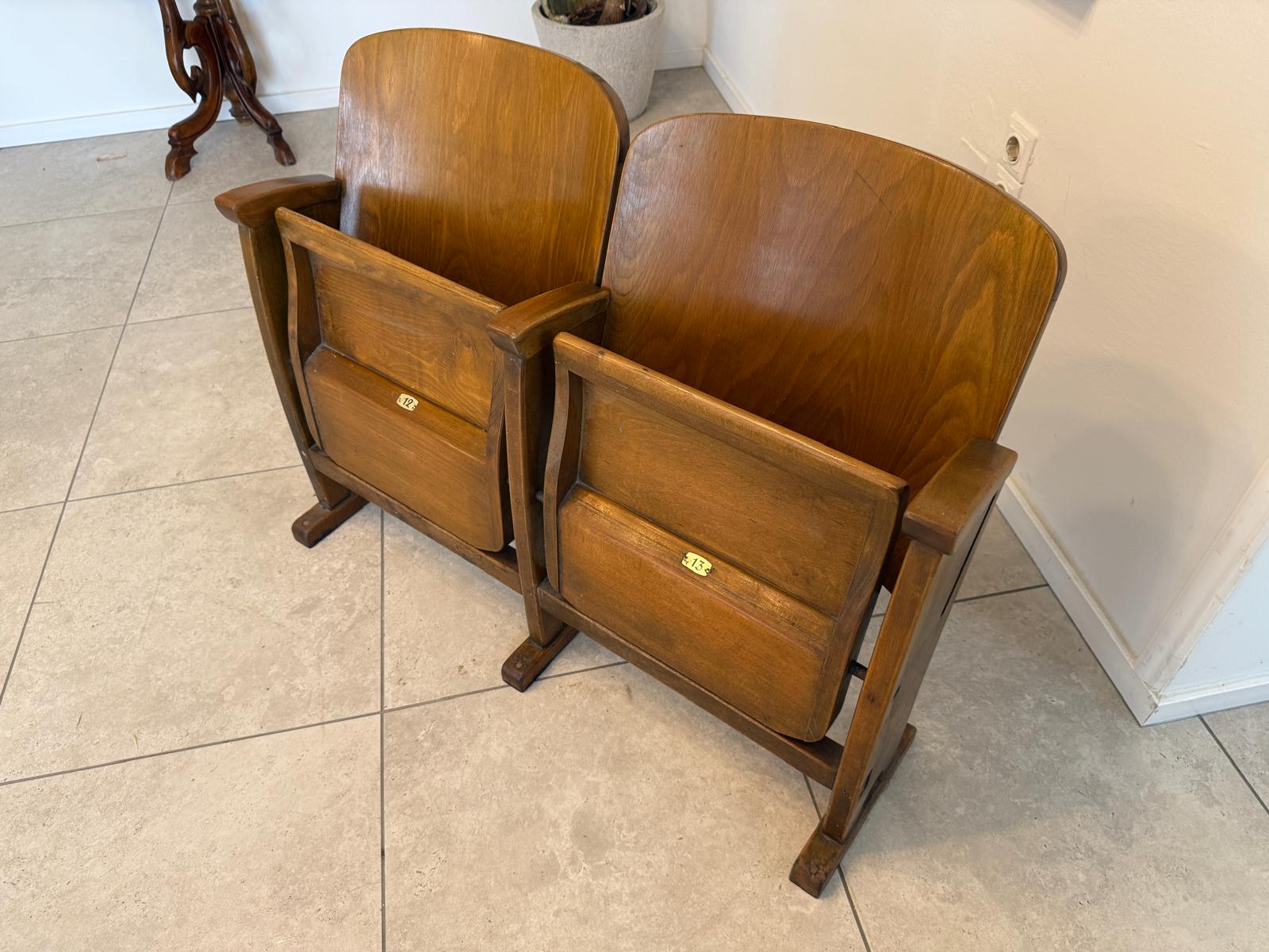 Original Wiener Kinosessel 2er Sitz Klappstuhl Stuhl Nostalgie G1735