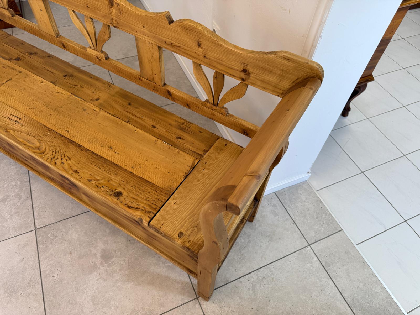 Provinzielle Biedermeier Truhenbank Landhausbank Antik D2416