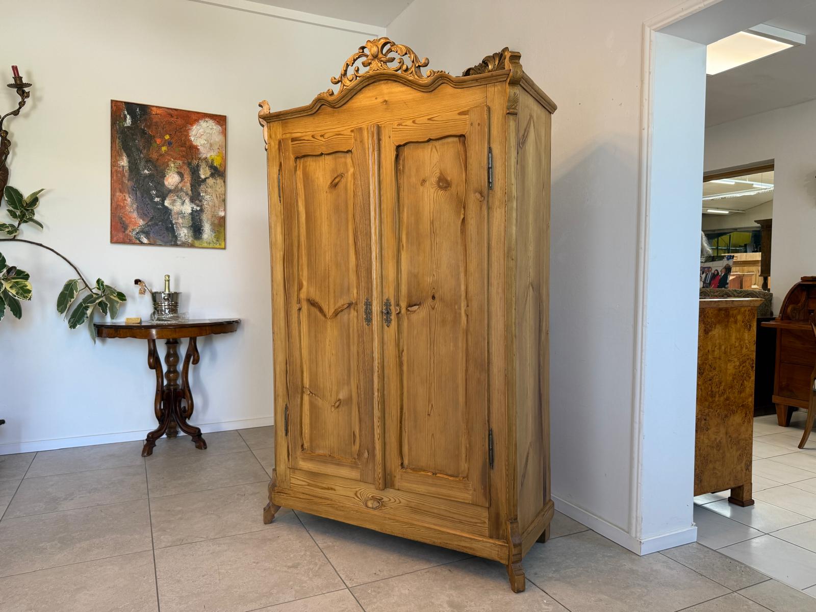 Bauernschrank Kleiderschrank Naturholz Landhausschrank Antik Weichholz G1791