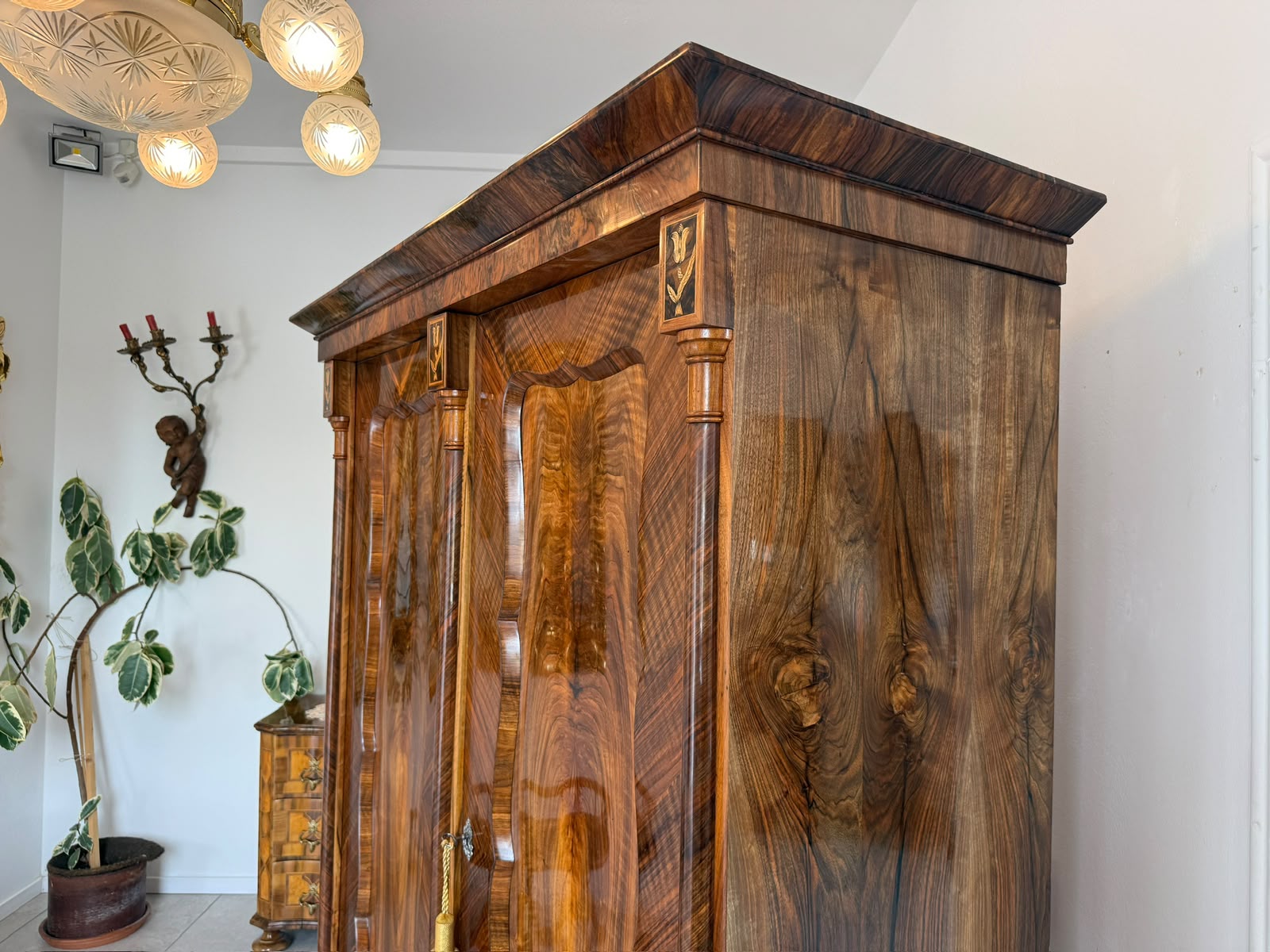  Empire Säulen Hallenschrank Restauriert Antik Antiquität Restauriert D2683