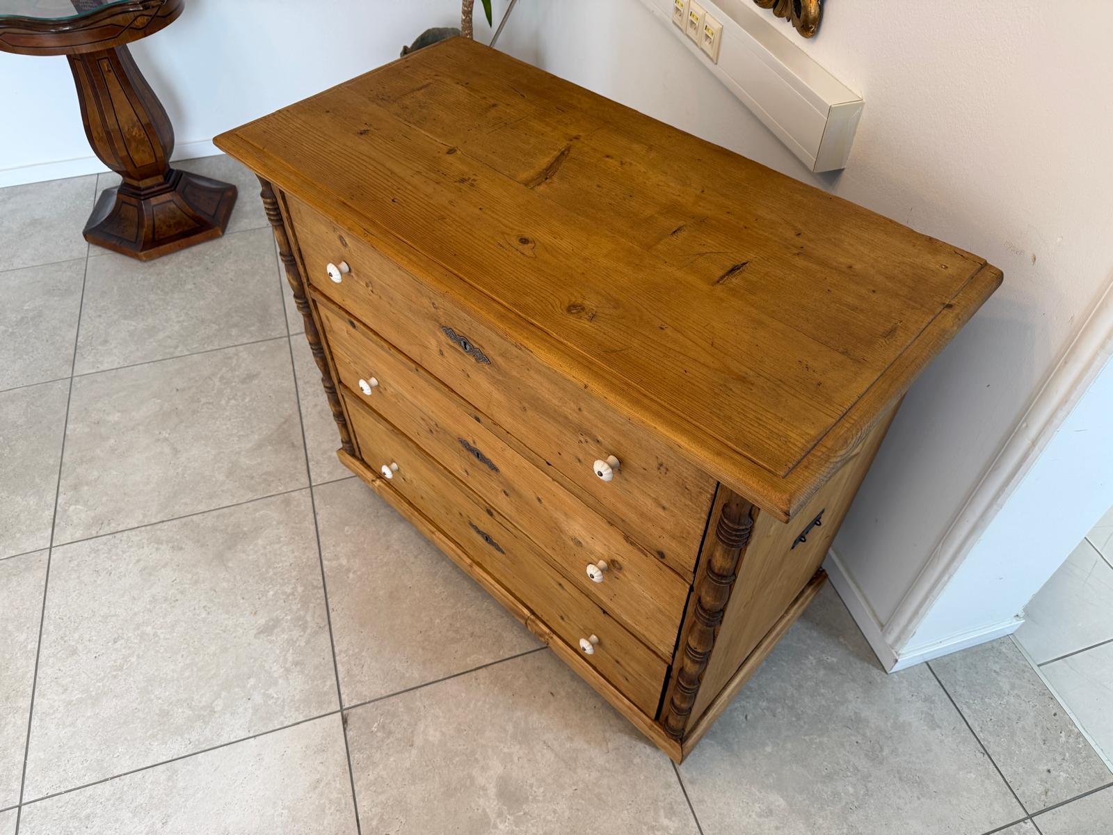 Biedermeier Kommode 3 Ladenkommode Antik Original D2380