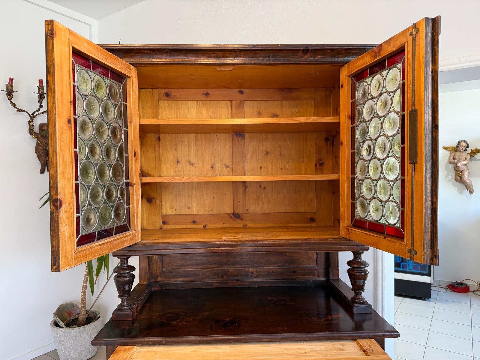 Originale Bäuerlicher Zirbenholz Küchenschrank Küchenkredenz D1257